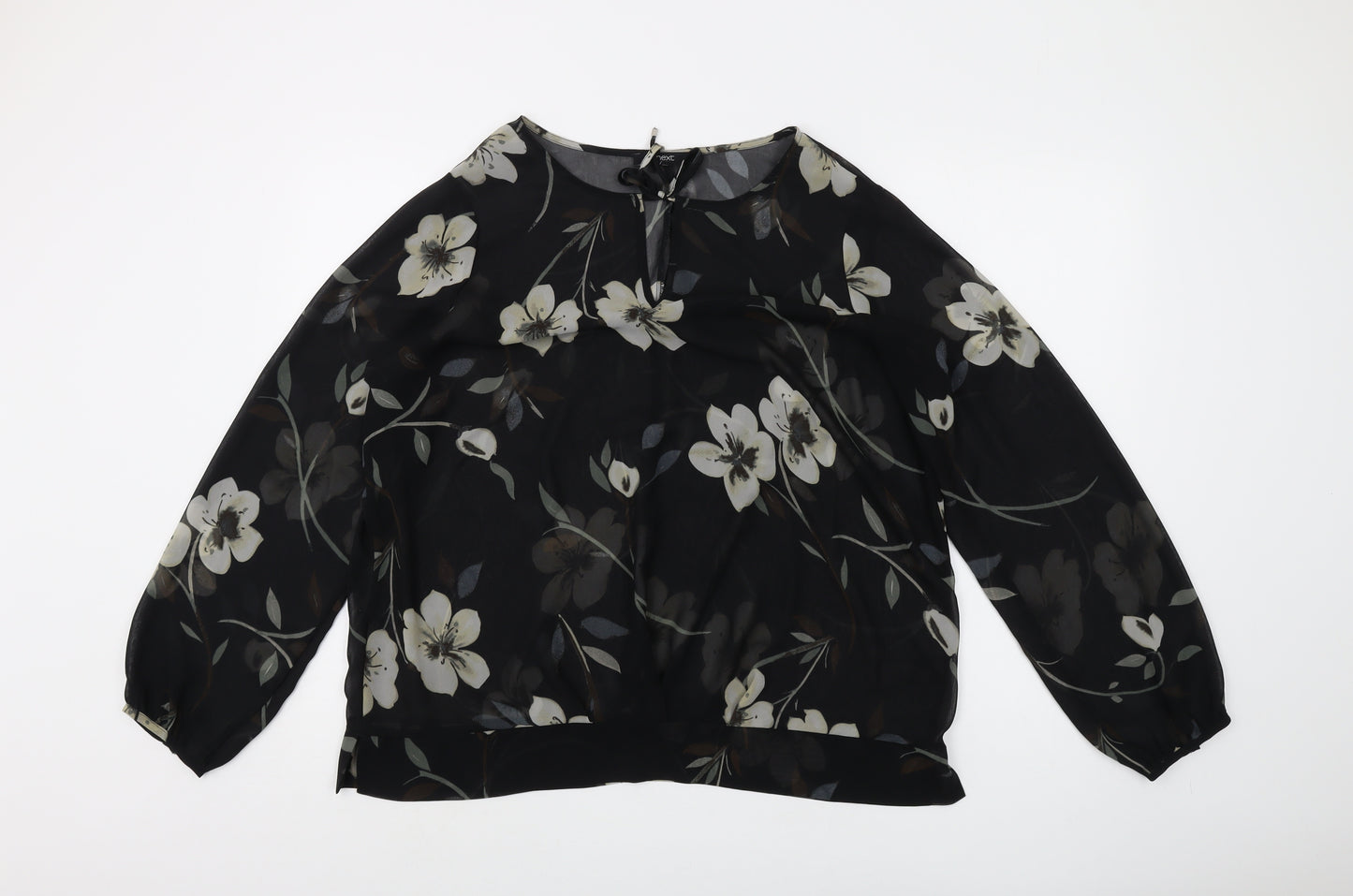 Next Women's Black Floral Blouse UK 18