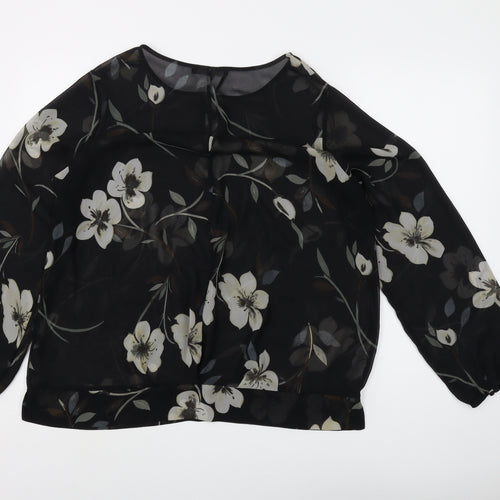 Next Women's Black Floral Blouse UK 18