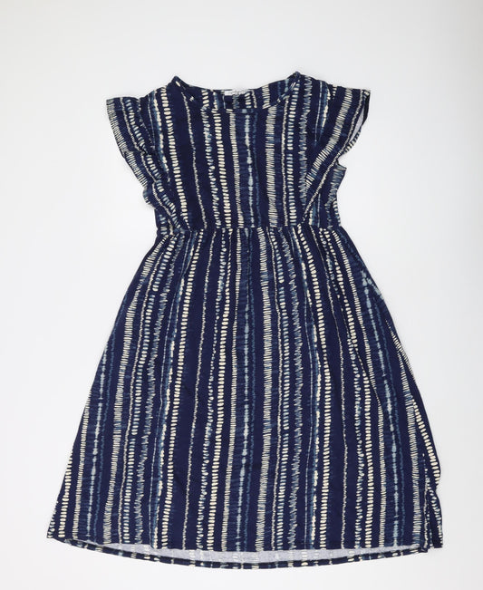 Next Women's Blue A-Line Petite Casual Cotton Dress