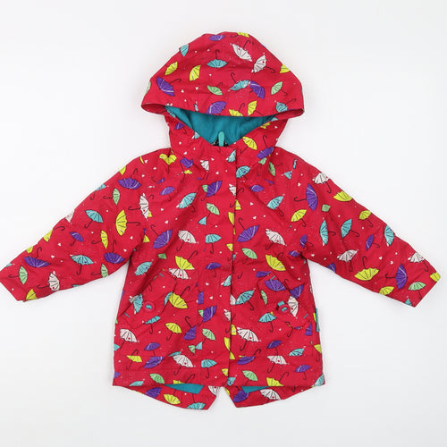 Target Dry Girls Red Rain Coat, 2-3 Years, Hooded Waterproof Jacket