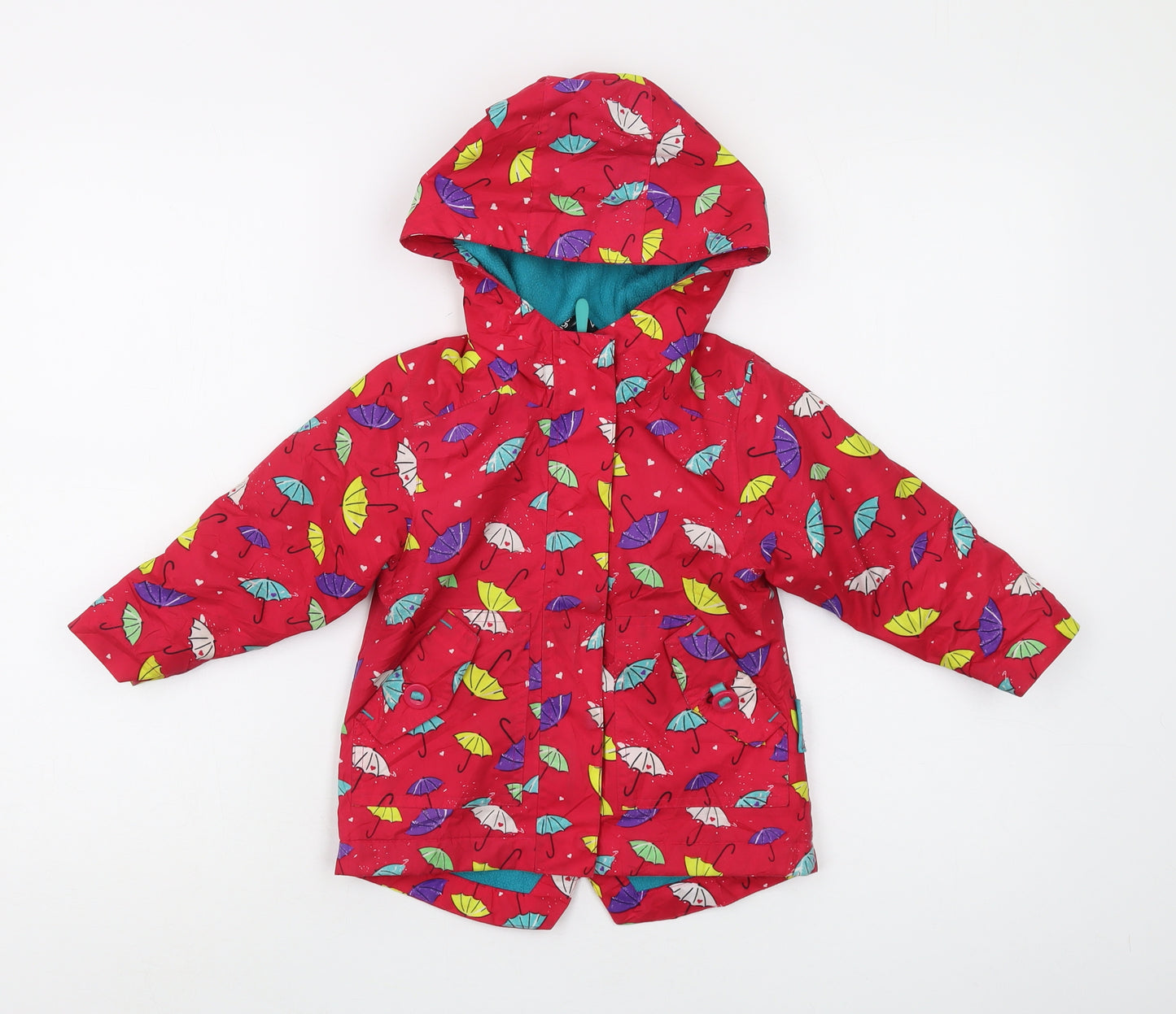 Target Dry Girls Red Rain Coat, 2-3 Years, Hooded Waterproof Jacket