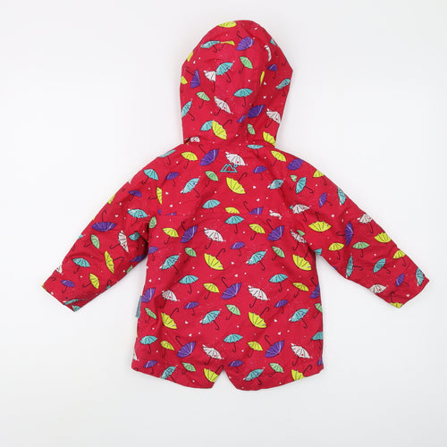 Target Dry Girls Red Rain Coat, 2-3 Years, Hooded Waterproof Jacket