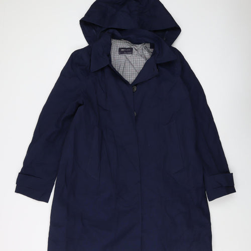 Marks and Spencer Women's Blue Hooded Coat Size 12