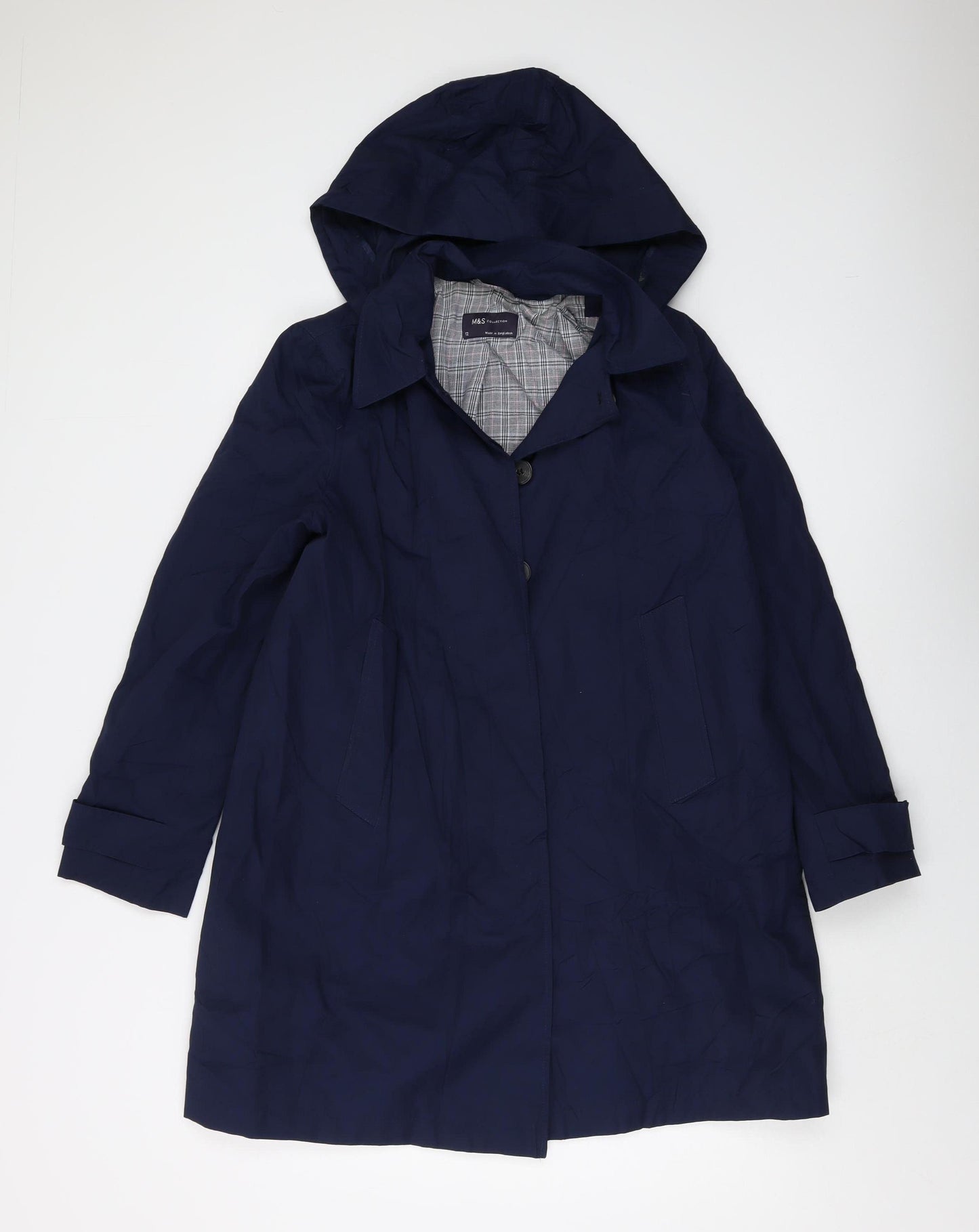 Marks and Spencer Women's Blue Hooded Coat Size 12