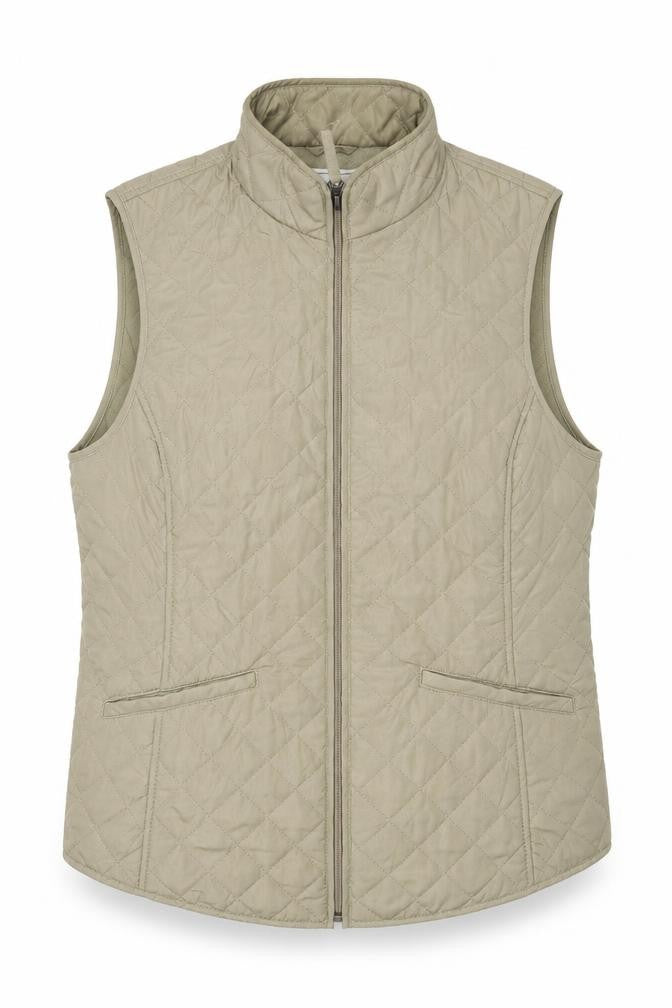 Front view of Van Heusen Women's Beige Quilted Waistcoat, L