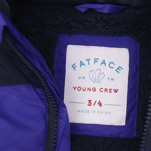 FatFace Boys Purple Hooded Bodywarmer Jacket 3-4 Years