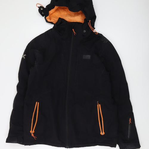 DLX Men's Black Windbreaker Jacket S - Hooded Waterproof