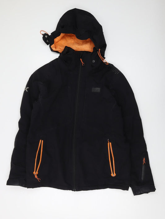 DLX Men's Black Windbreaker Jacket S - Hooded Waterproof