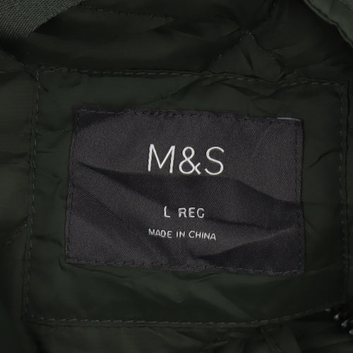 Marks and Spencer Men's Green Quilted Jacket Size L