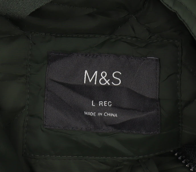 Marks and Spencer Men's Green Quilted Jacket Size L