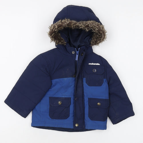 McKenzie Blue Unisex Puffer Jacket 6-9 Months Hooded Winter