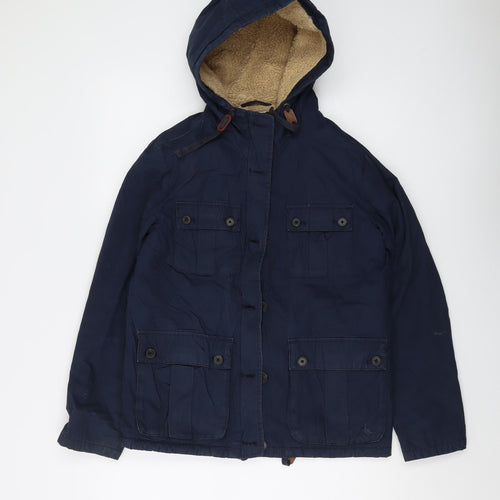 Jack Wills Women's Blue Parka Jacket, Size 8, Hooded