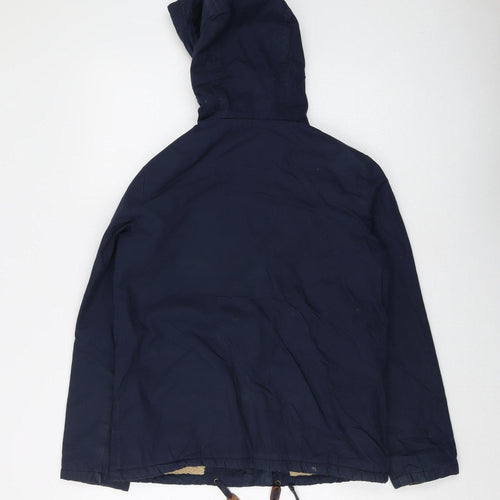 Jack Wills Women's Blue Parka Jacket, Size 8, Hooded