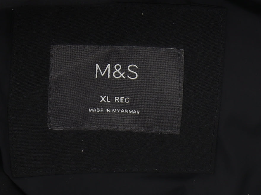 Marks and Spencer Men's Black XL Puffer Jacket, Hooded