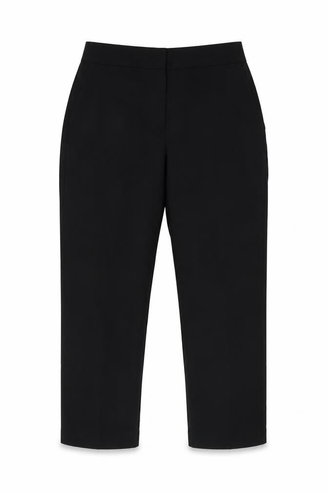 Front view of ASOS DESIGN Women's Black Cropped Trousers, size 16