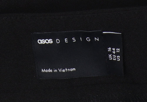 ASOS DESIGN Women's Black Cropped Trousers, Size 16