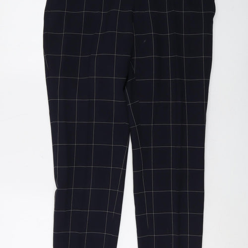 Next Men's Black Check Straight Trousers, Size 32
