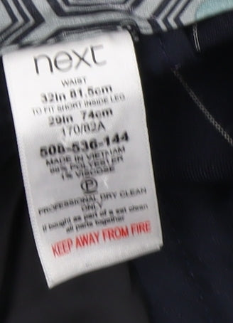 Next Men's Black Check Straight Trousers, Size 32