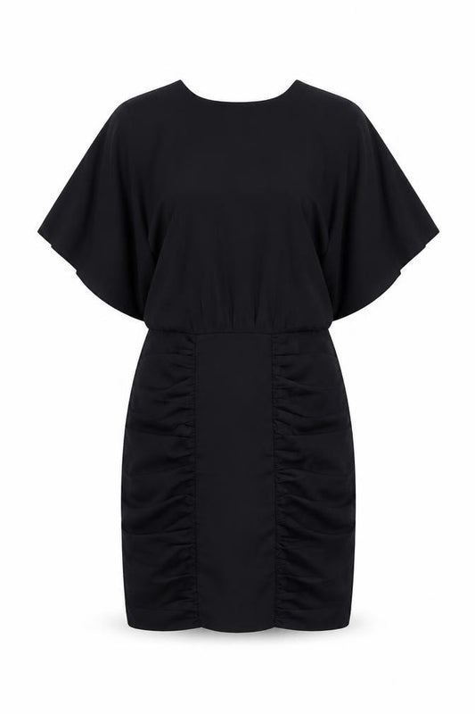 Front view of Pied A Terre Women's Black Silk Cotton Dress UK 8