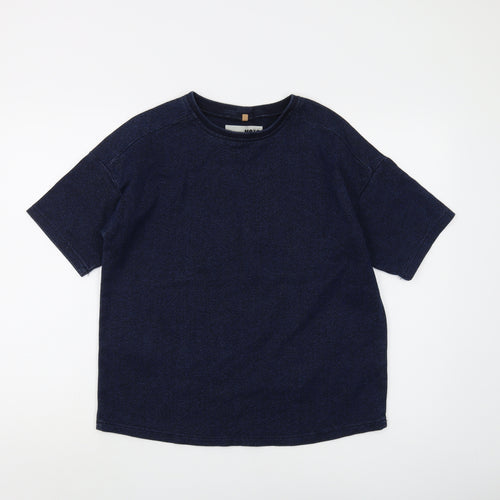 Topshop Women's Blue Crew Neck T-Shirt, Size 6