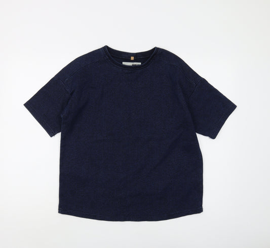 Topshop Women's Blue Crew Neck T-Shirt, Size 6