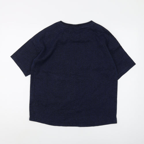 Topshop Women's Blue Crew Neck T-Shirt, Size 6