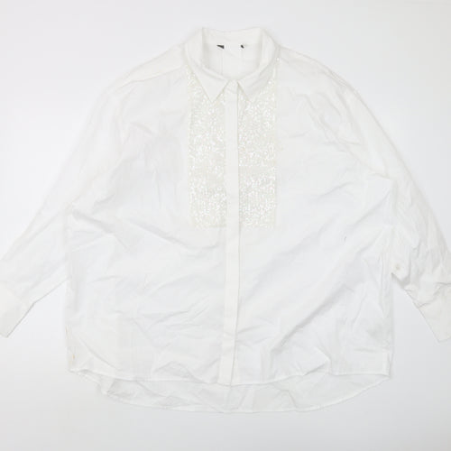 Marks and Spencer Women's White Button-Up Shirt Size 18