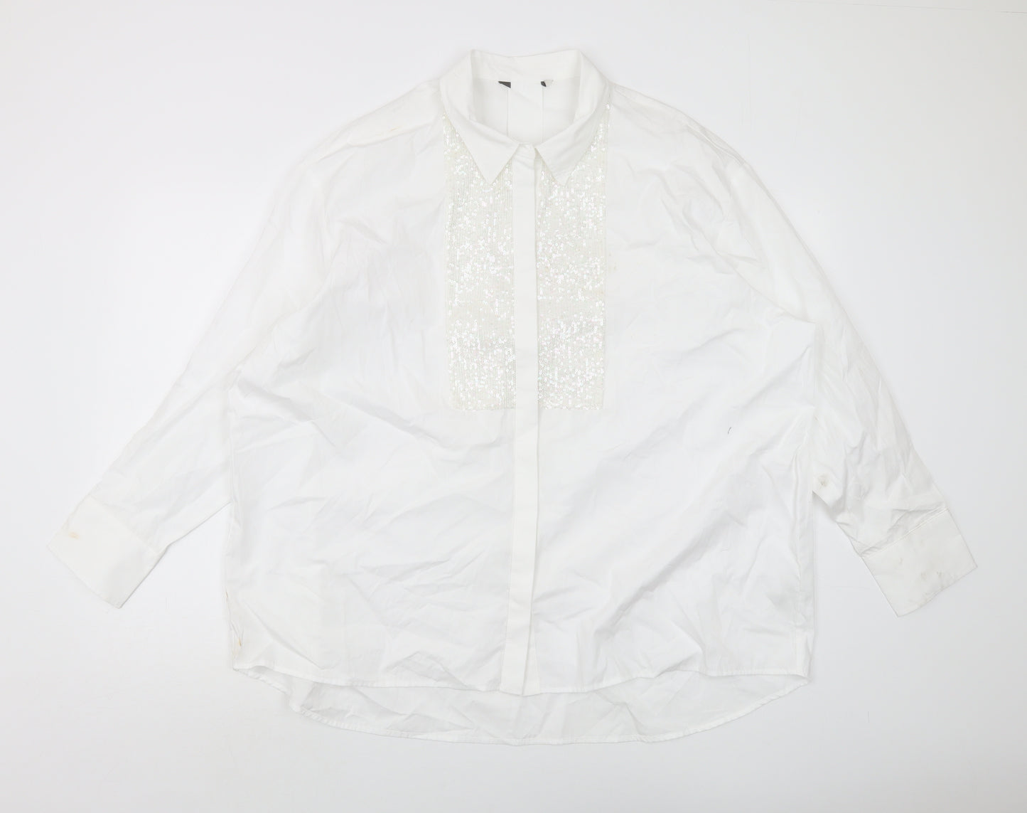 Marks and Spencer Women's White Button-Up Shirt Size 18