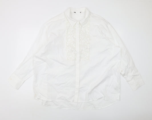 Marks and Spencer Women's White Button-Up Shirt Size 18