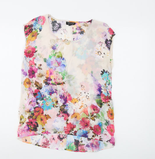 Topshop Women's Multicoloured Floral Tunic Blouse Size 8