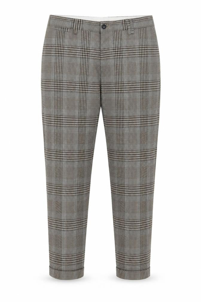 Front view of Zara Women's Grey Plaid Chino Trousers, size 2
