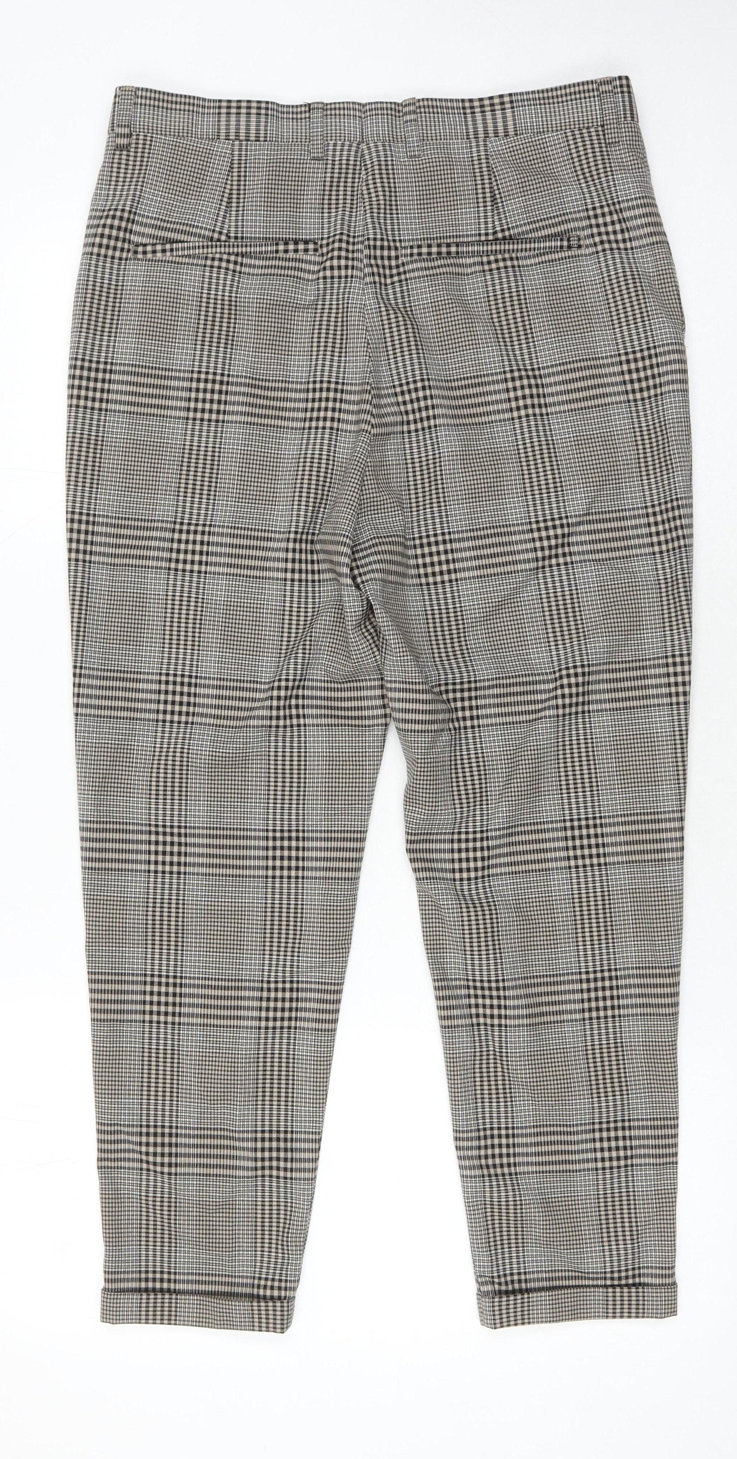 Zara Women's Grey Plaid Chino Trousers Size 2