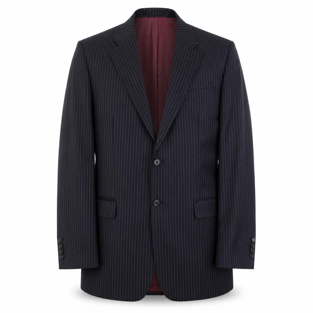 Front view of John Lewis Men's Black Striped Blazer, size 40L