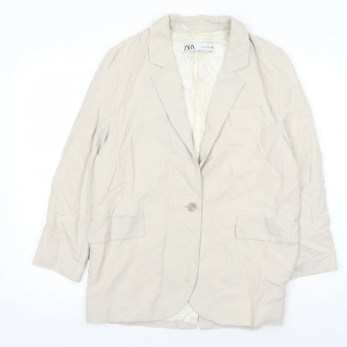 Zara Women's Beige Blazer, Size 8, Lined, Spring Style