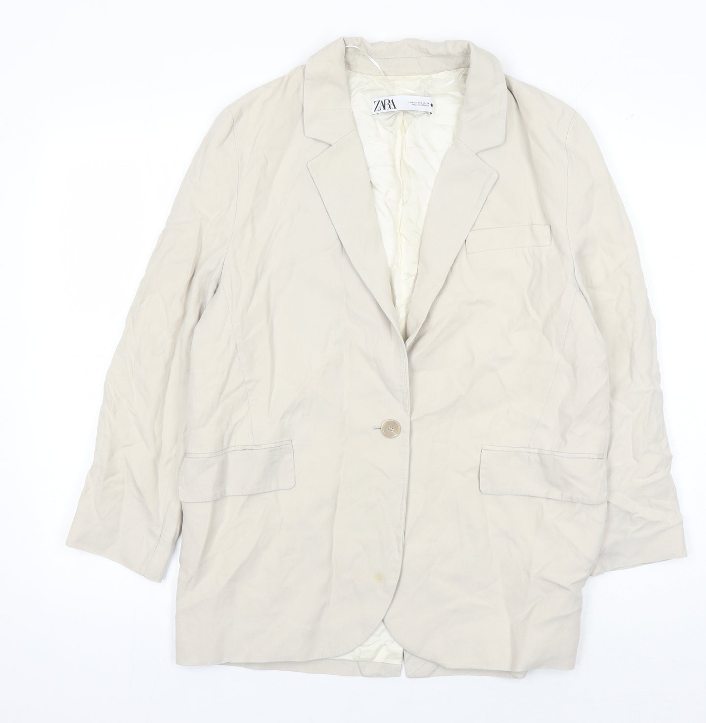 Zara Women's Beige Blazer, Size 8, Lined, Spring Style