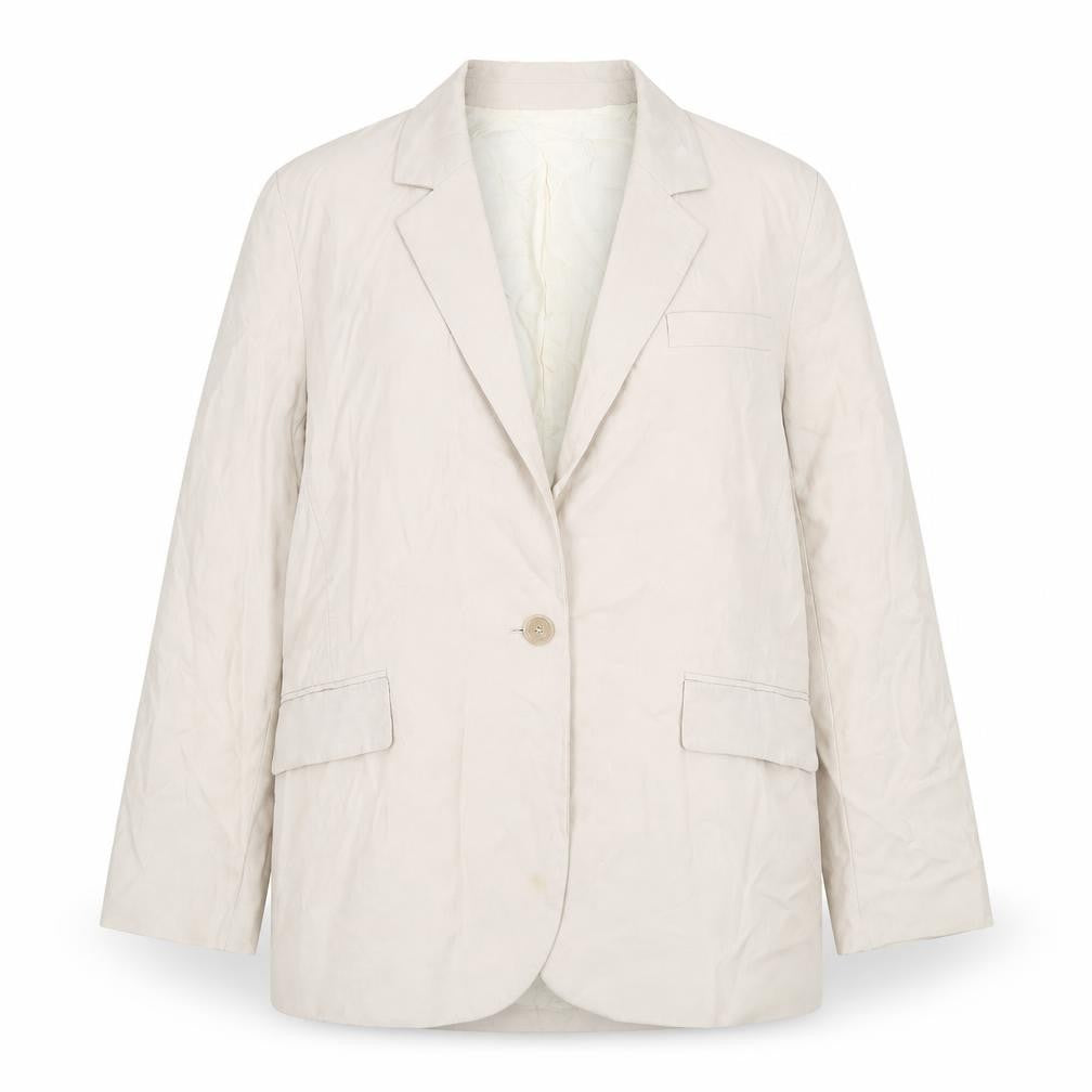 Front view of Zara Women's Beige Blazer, size 8, Lined, Spring Style