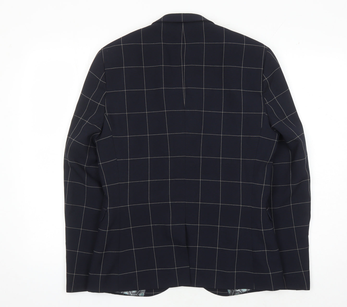 Next Men's Blue Check Blazer, Size 38S, Two-Button