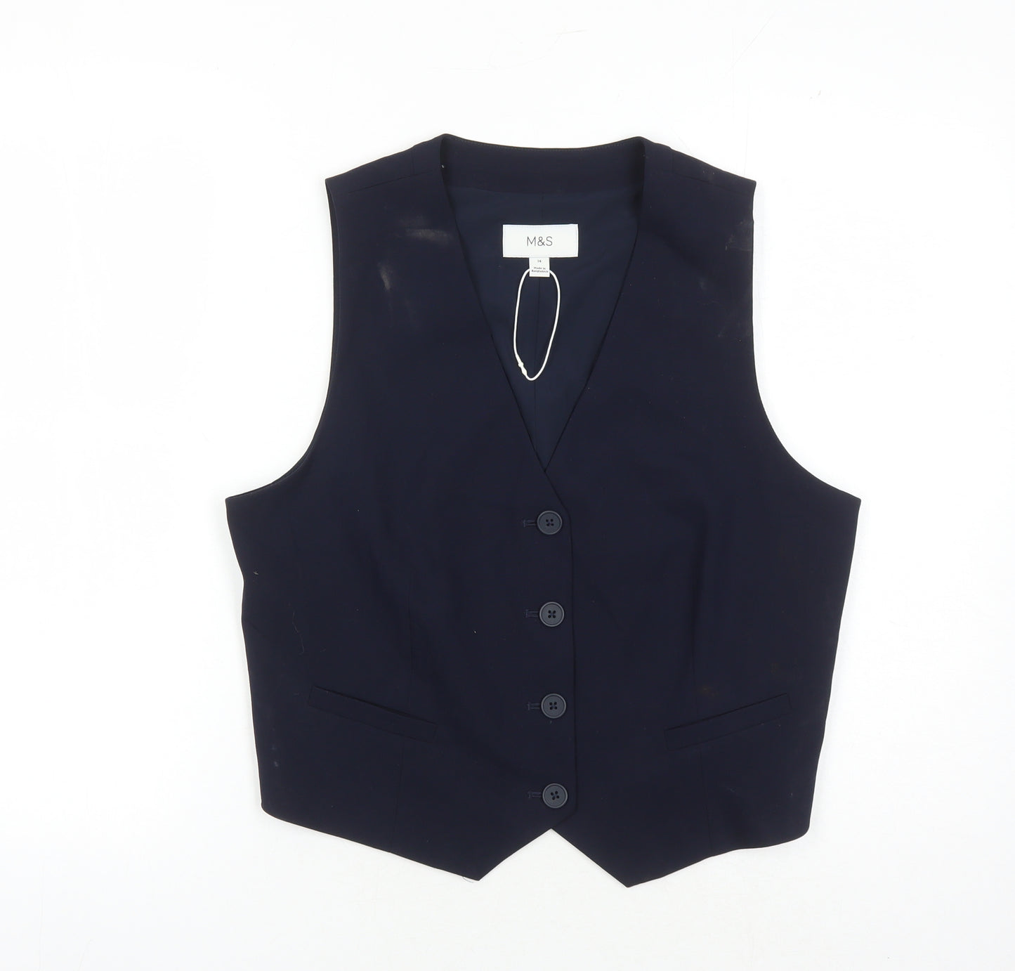 Marks and Spencer Women's Blue Waistcoat Size 14 Formal