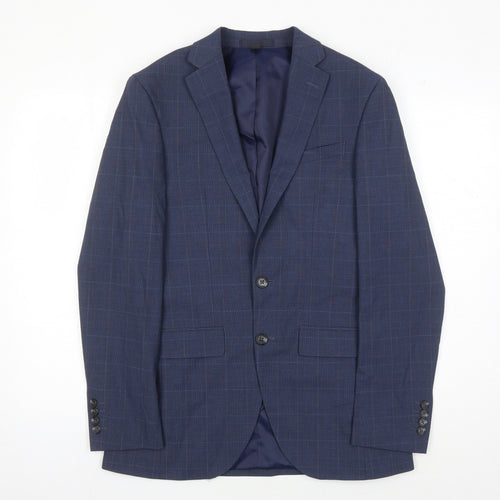 Marks and Spencer Men's Blue Check Blazer, Size 36R