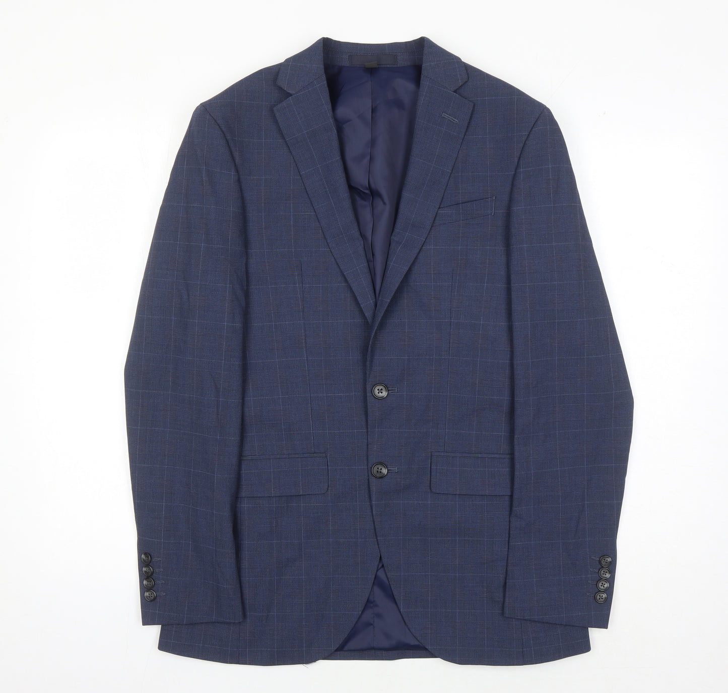 Marks and Spencer Men's Blue Check Blazer, Size 36R