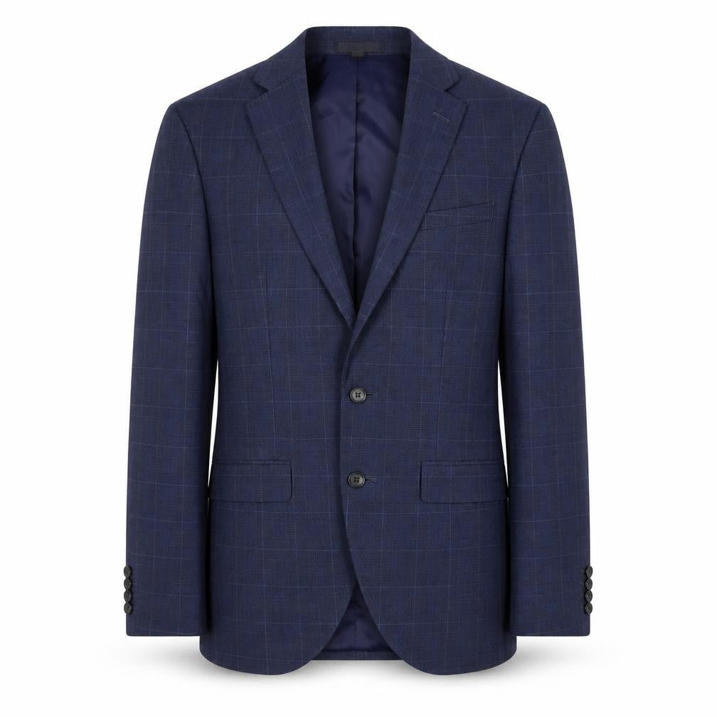 Front view of Marks & Spencer Men's Blue Check Blazer, size 36R
