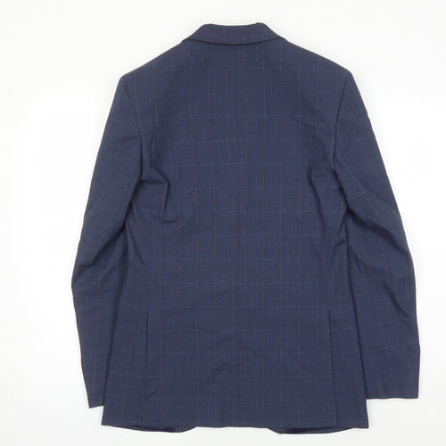 Marks and Spencer Men's Blue Check Blazer, Size 36R