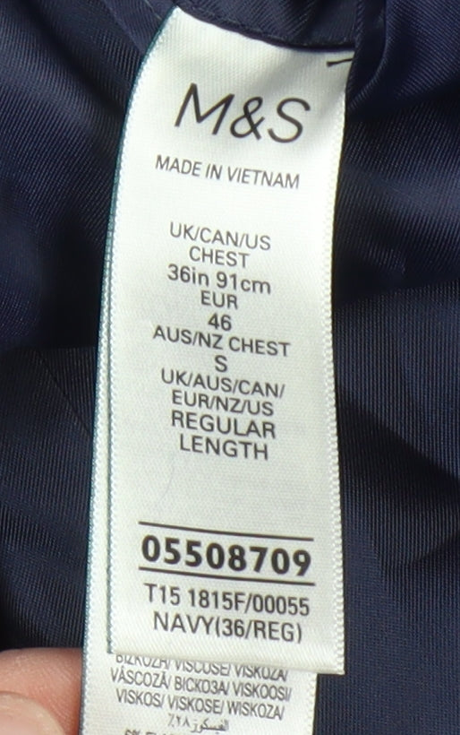 Marks and Spencer Men's Blue Check Blazer, Size 36R