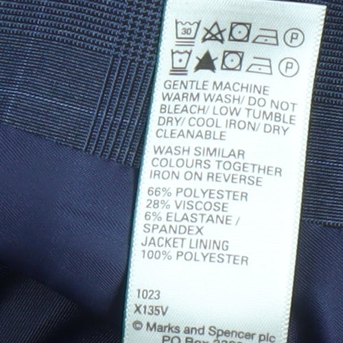 Marks and Spencer Men's Blue Check Blazer, Size 36R