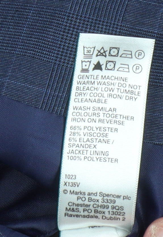 Marks and Spencer Men's Blue Check Blazer, Size 36R