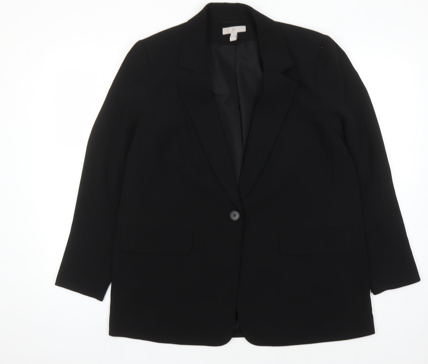 H&M Women’s Black Blazer L Regular Notch Lapel