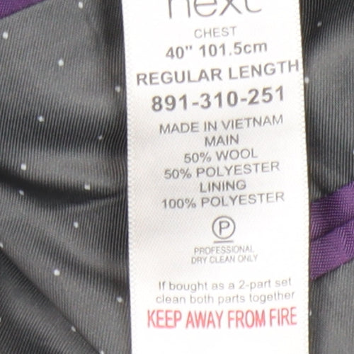 Next Men's Blue Single-Breasted Blazer Size 40R
