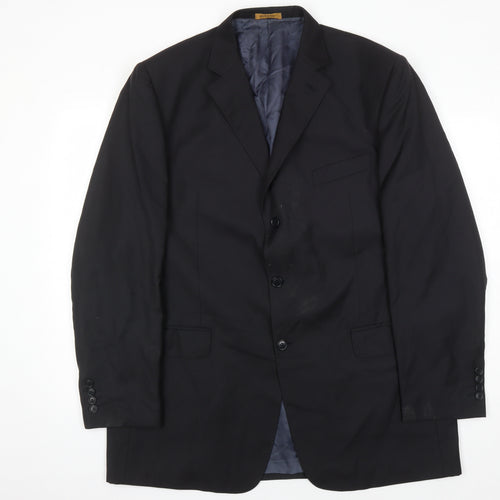 Marks and Spencer Men's Black 44L Wool Blazer, Formal