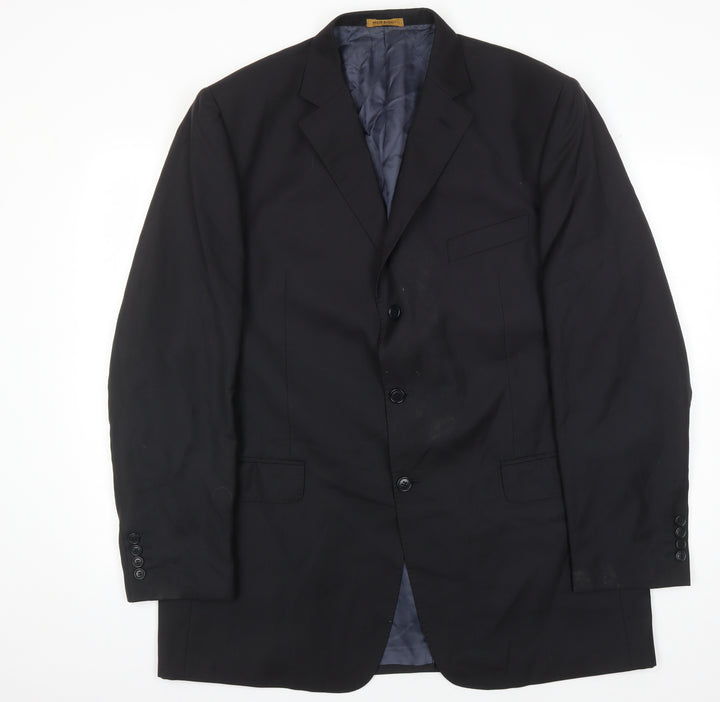 Marks and Spencer Men's Black 44L Wool Blazer, Formal