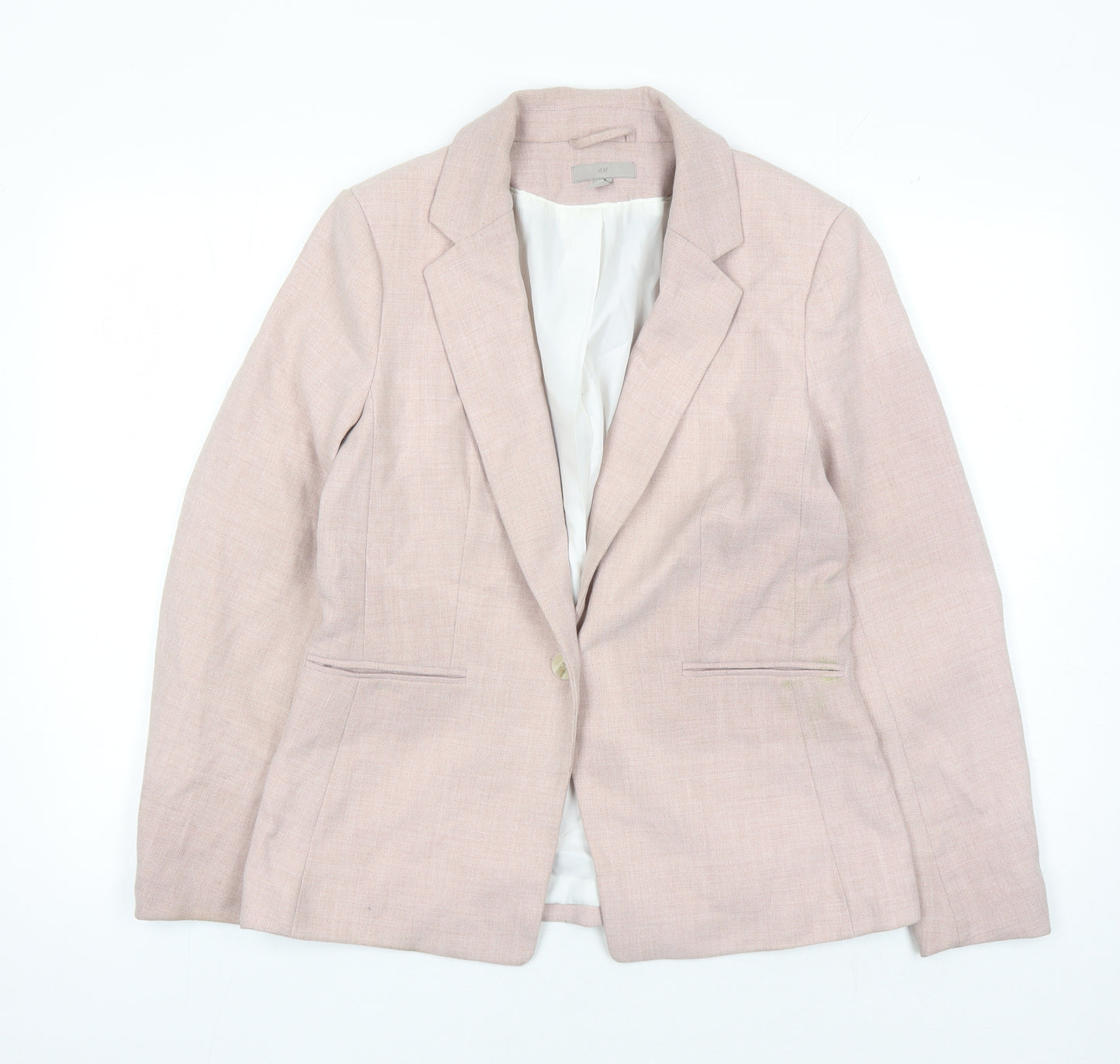 H&M Women's Pink Blazer Suit Jacket, Size 14, Regular Fit